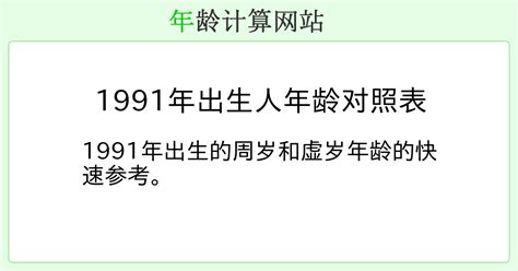 1991年出生|1991年出生人年龄对照表